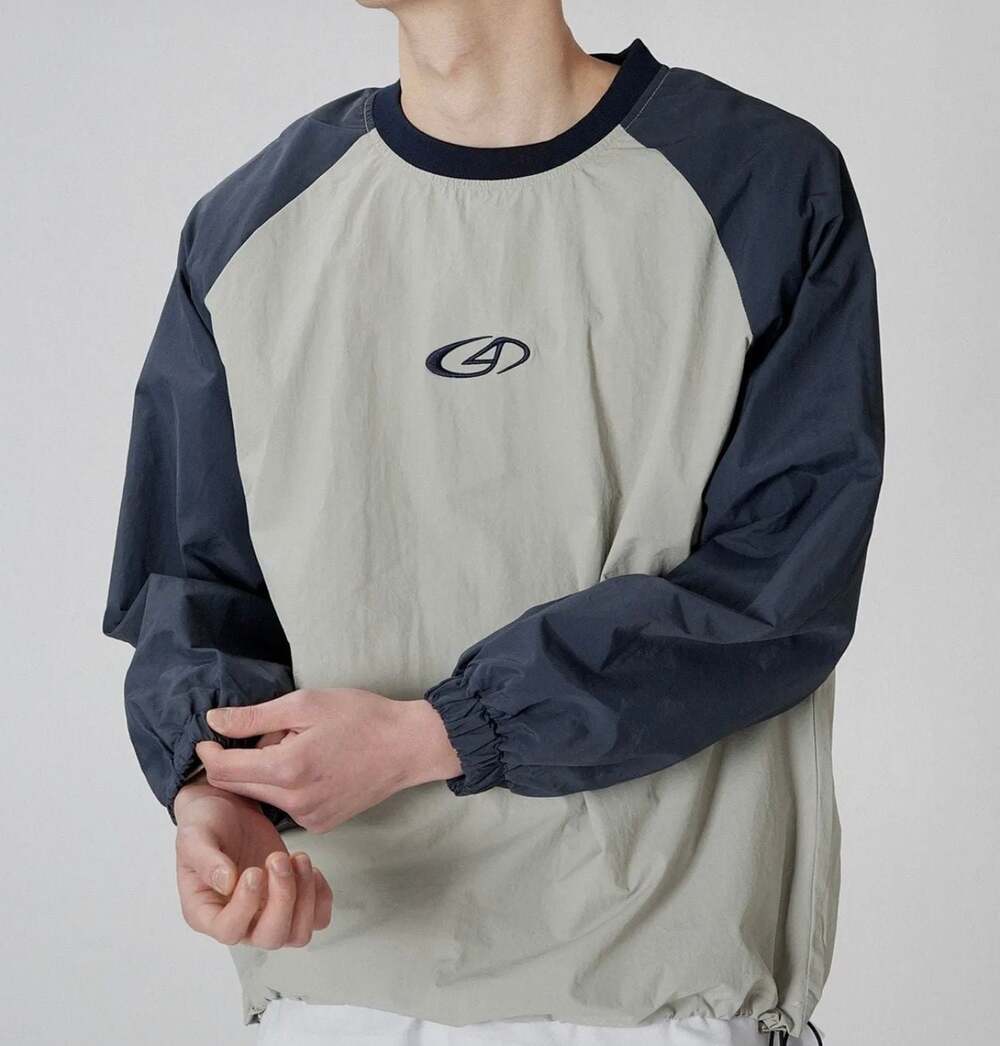 Elfric Eden Two-Tone Raglan Long Sleeve Windbreaker Pullover Sweatshirt